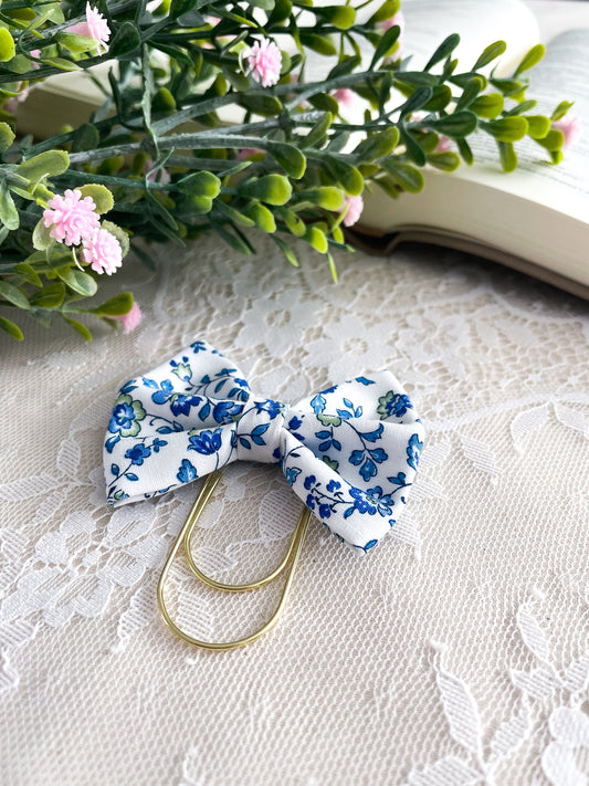 Blue Iris- petite bow bookmark
