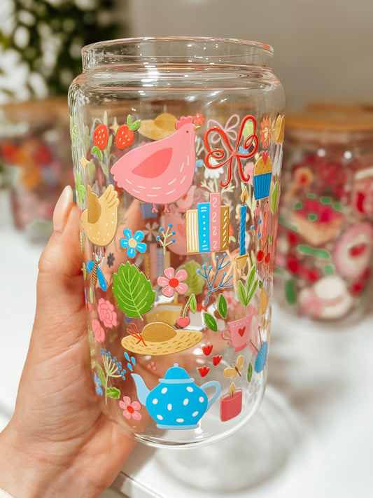 Summer Farmhouse - 16oz glass tumbler