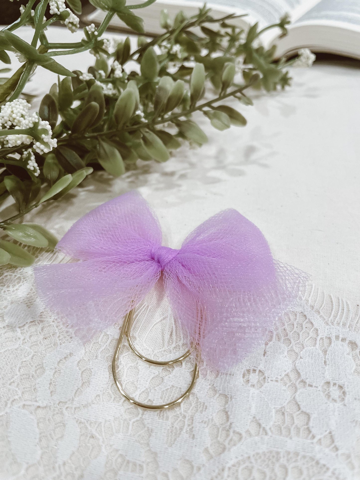 Lilac Tulle - bow bookmark
