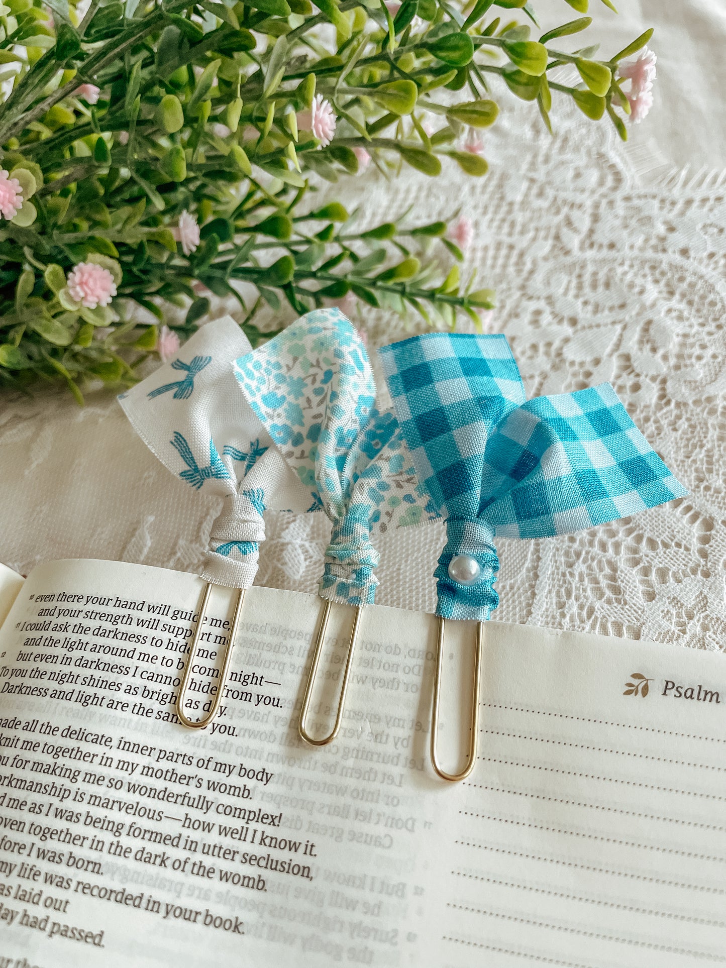 Blue Coquette Floral- set of 3 page markers