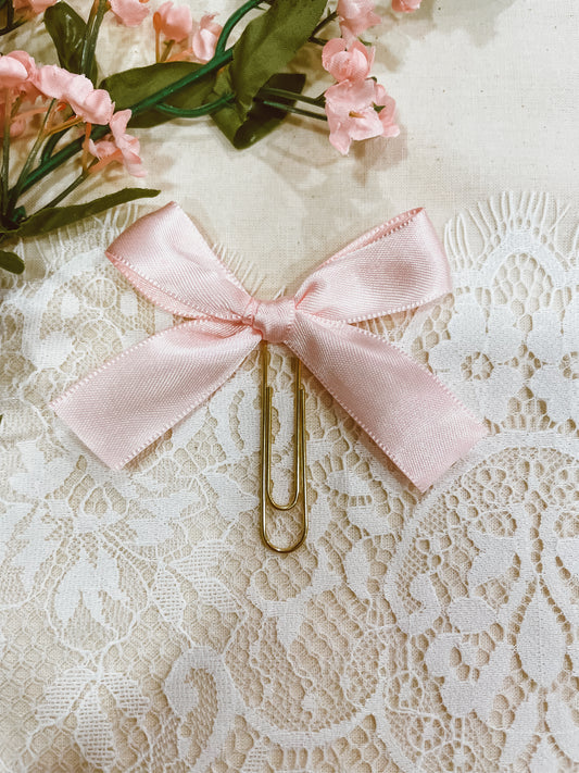 Satin Pink- ribbon bow bookmark