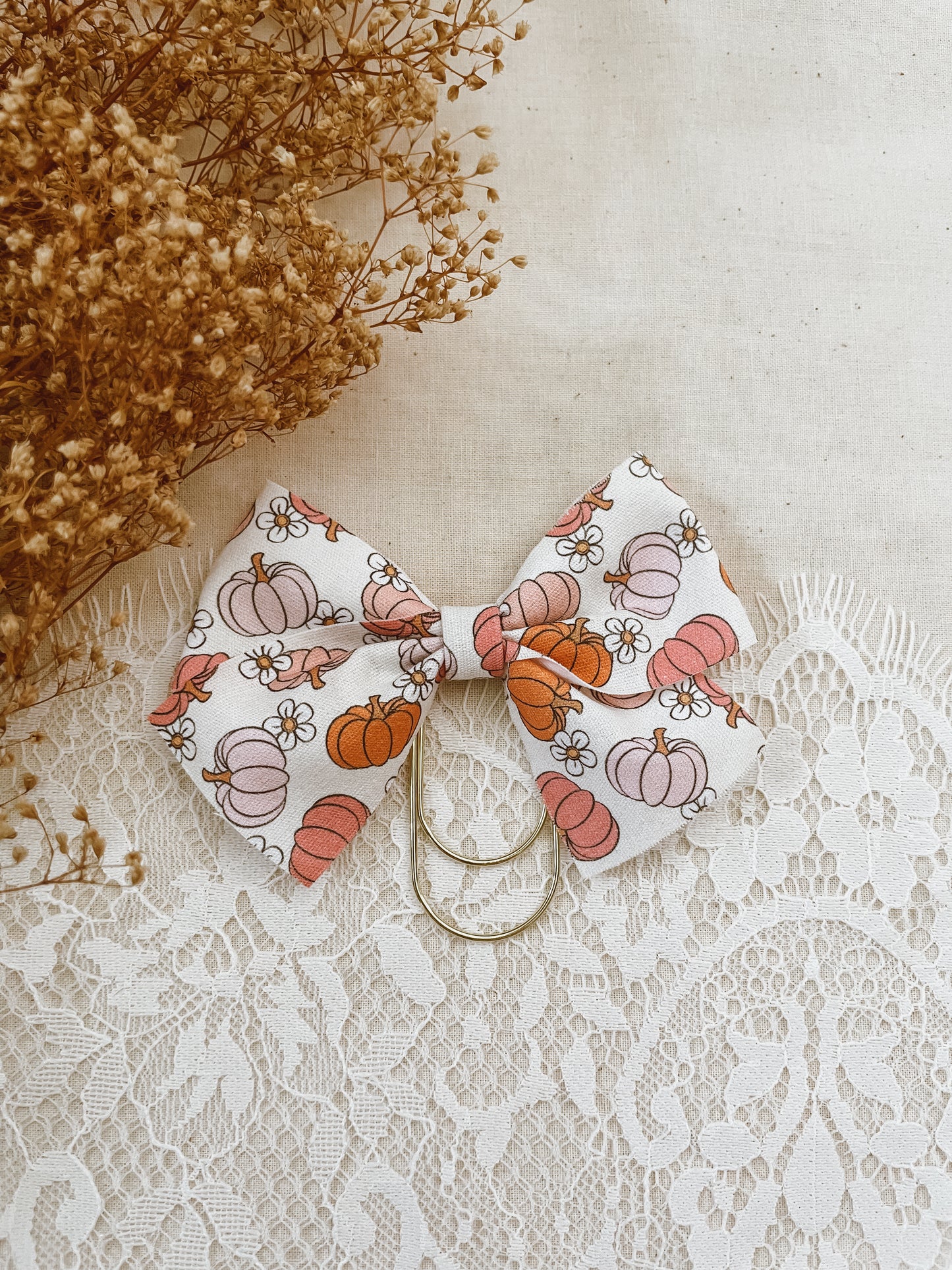 Blush Pumpkin-bow bookmark