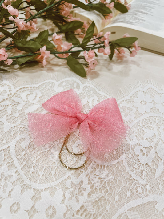 Magenta tulle- bow bookmark