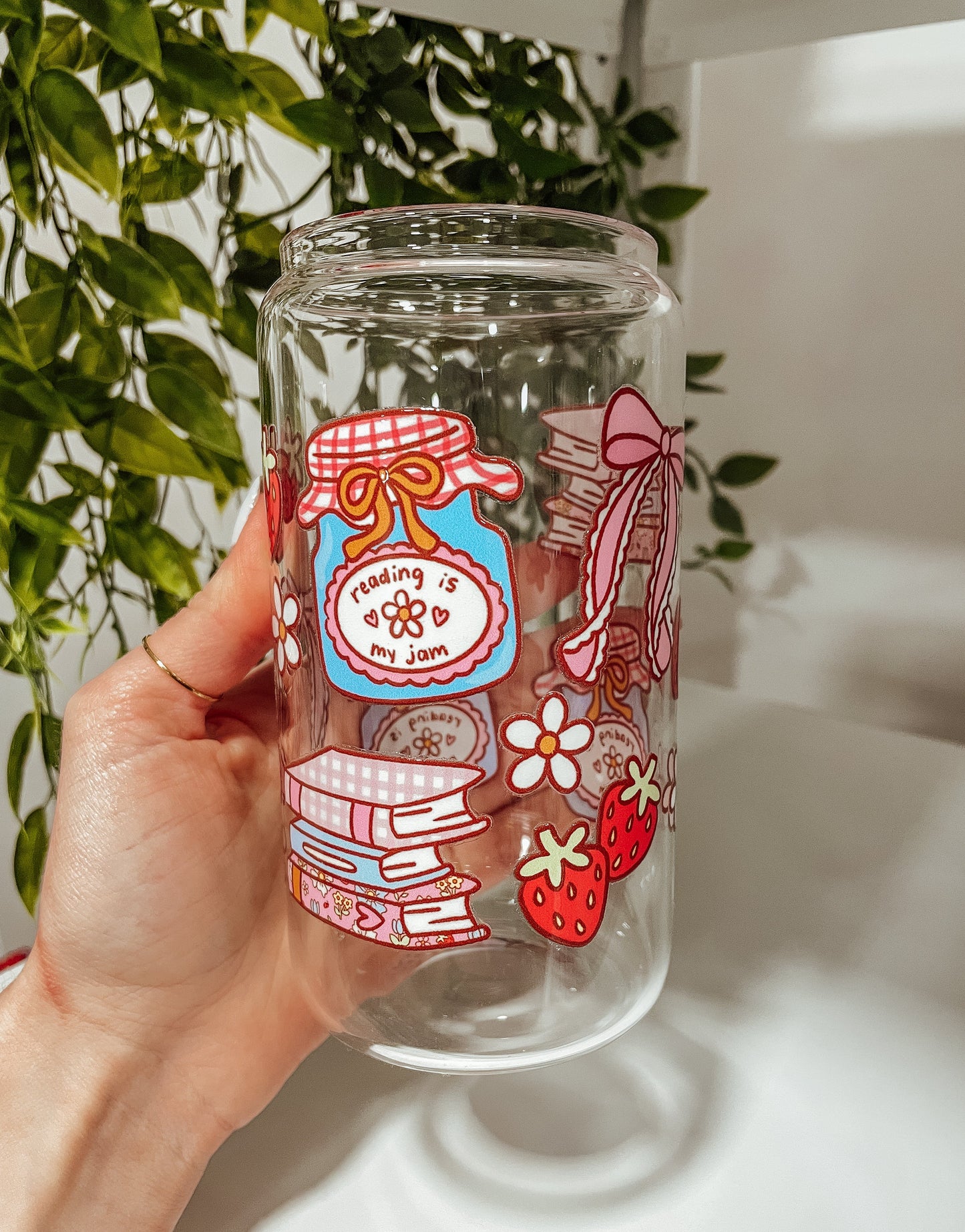 Reading Is My Jam- 16 oz glass tumbler