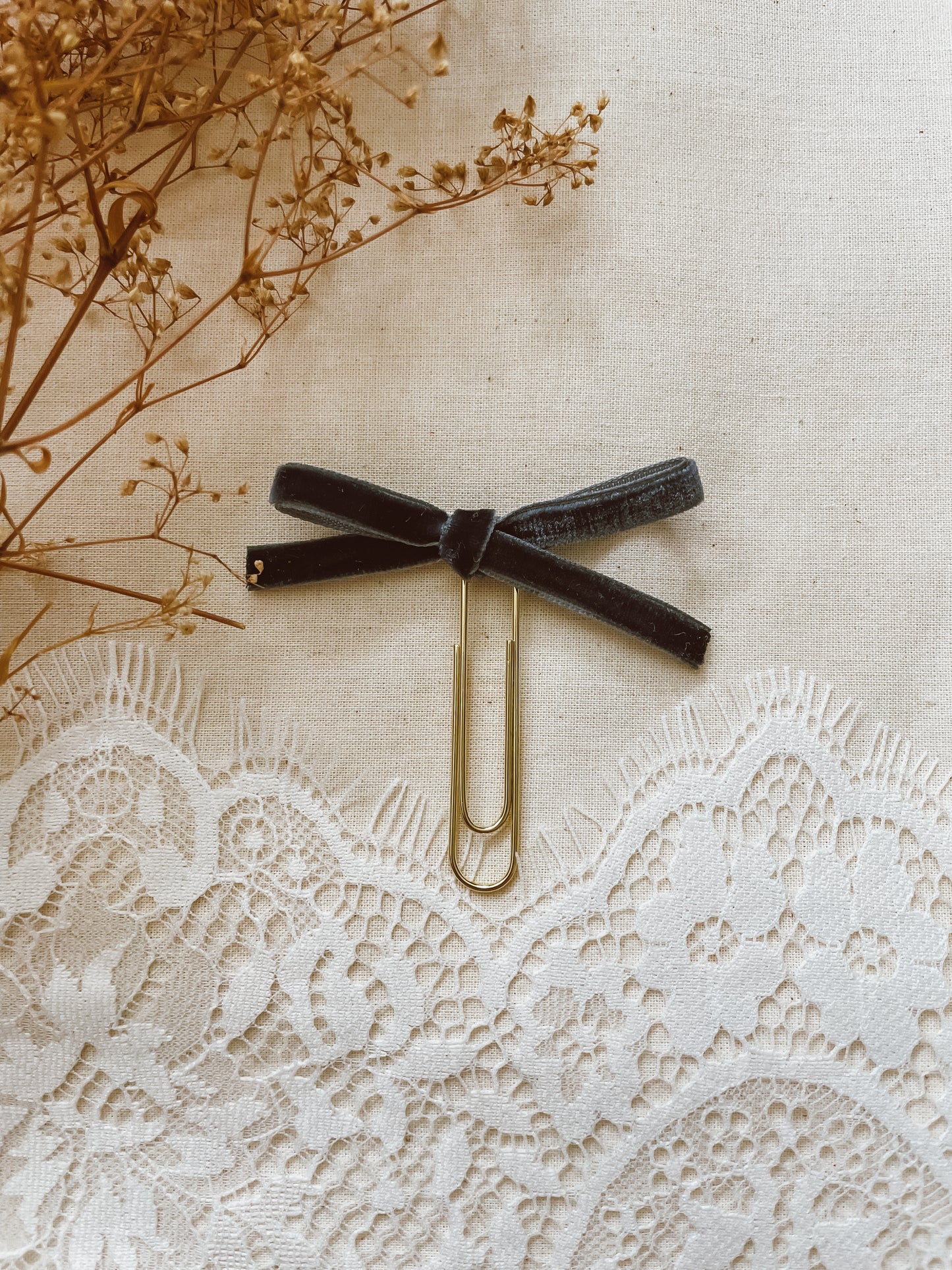 Navy-velvet ribbon bookmark