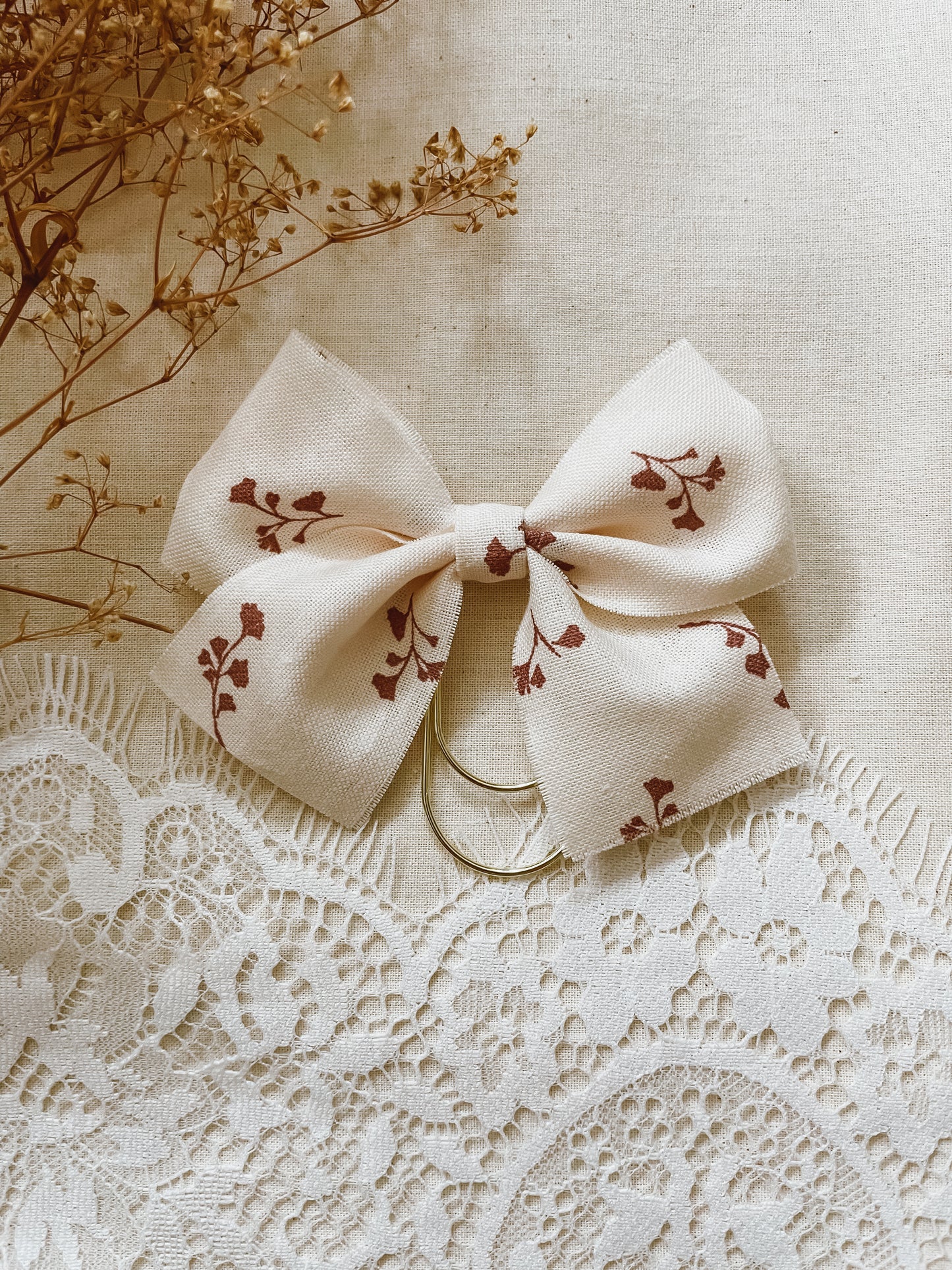 Bittersweet Cream Floral- bow bookmark