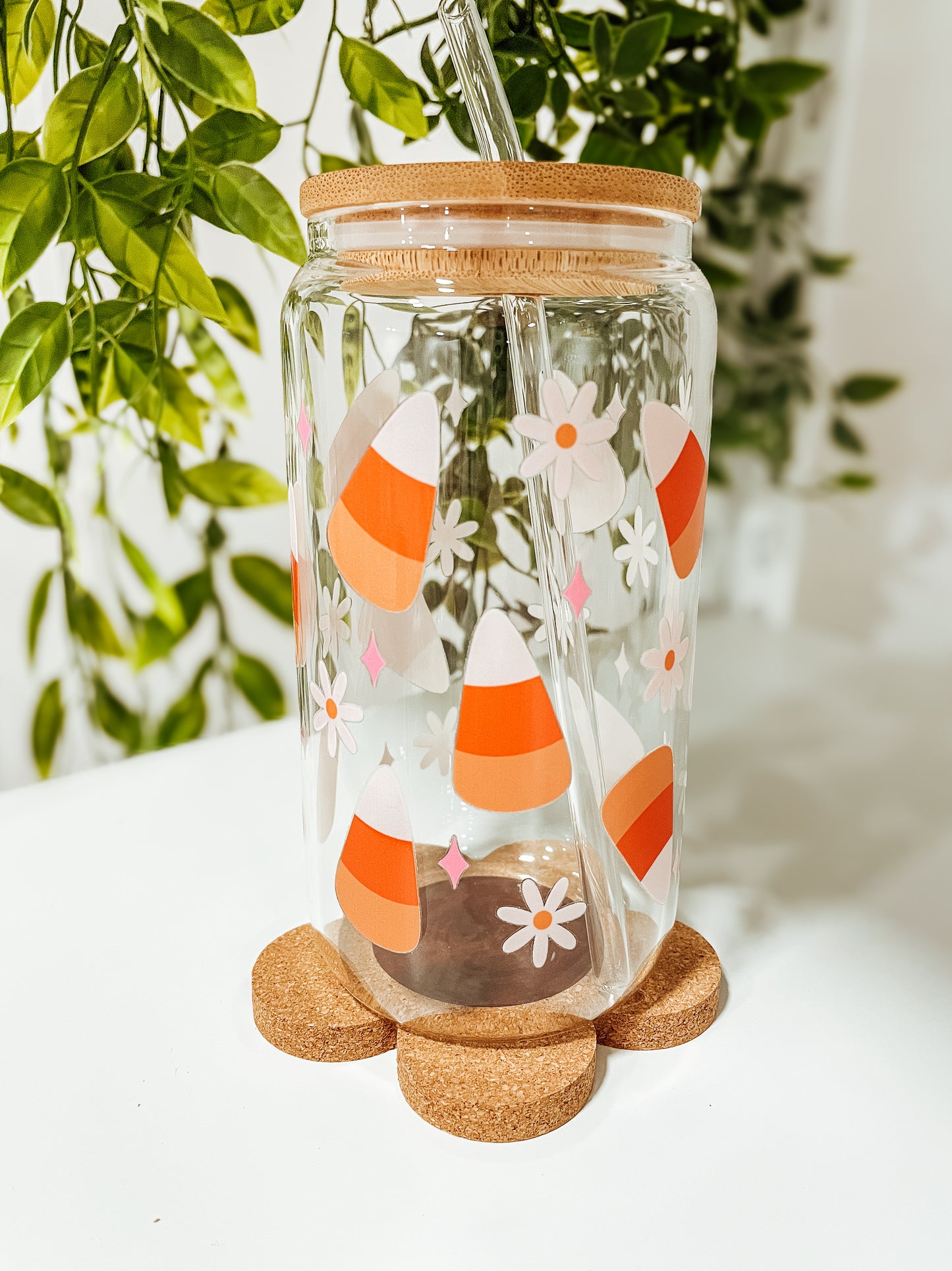 Sweet Candy Corn- 16oz glass tumbler
