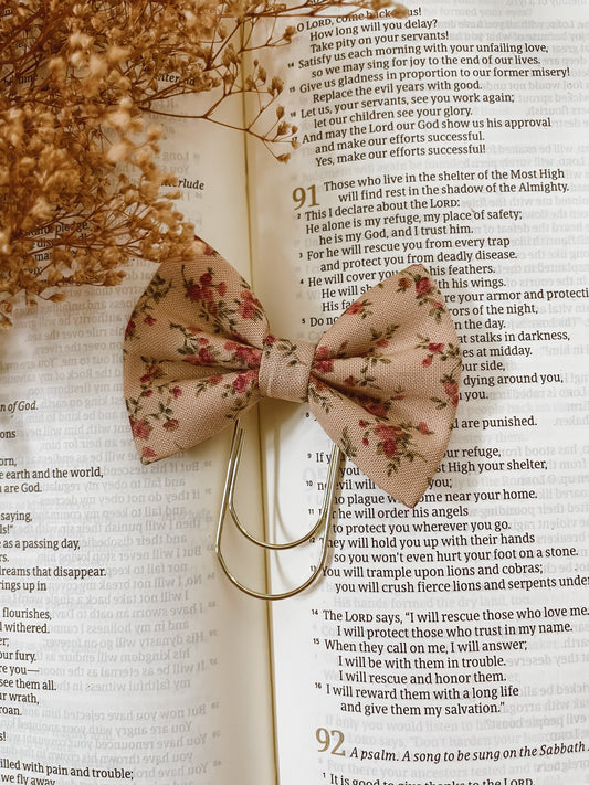 Vintage Rose- petite bow bookmark