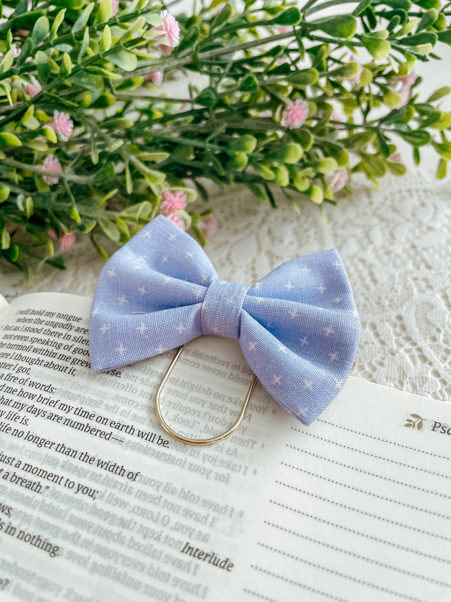 Lilac Cross- petite bow bookmark