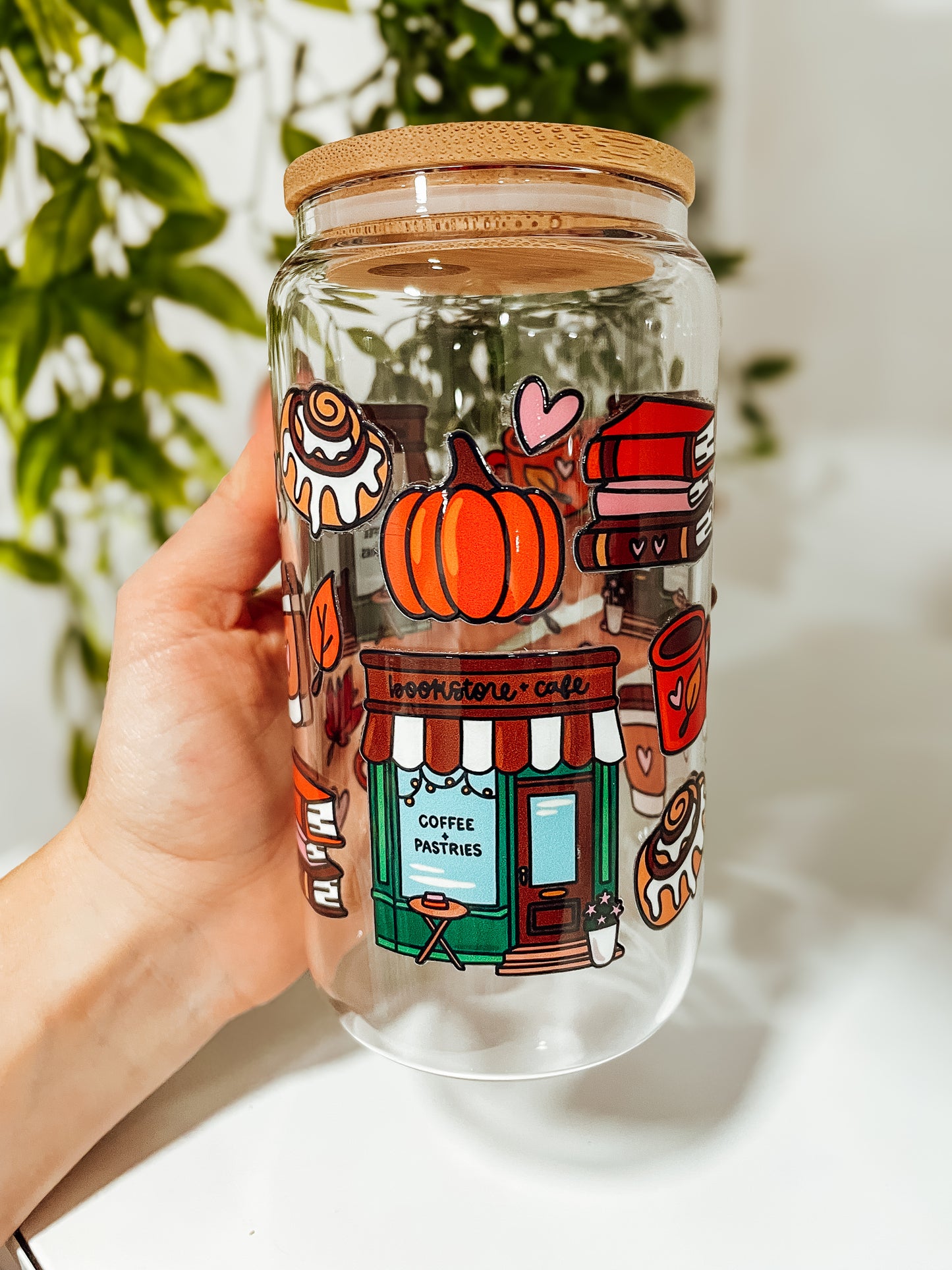 Pastries & Bookstore-16oz glass tumbler