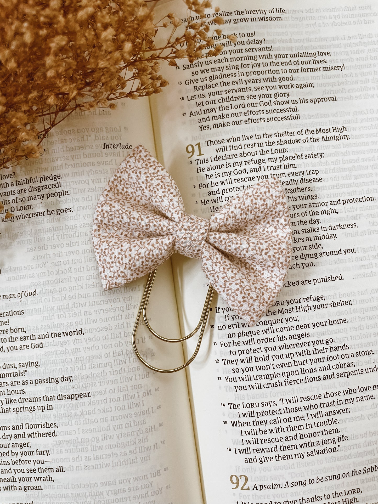 Neutral Fall Florals- petite bow bookmark