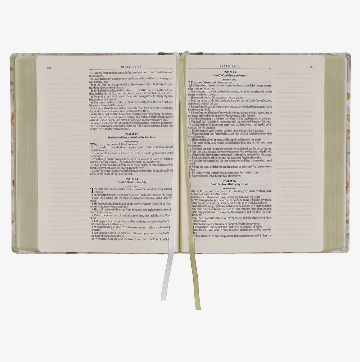 Sage Floral 'KJV' Notetaking Bible + Bow set (large print)