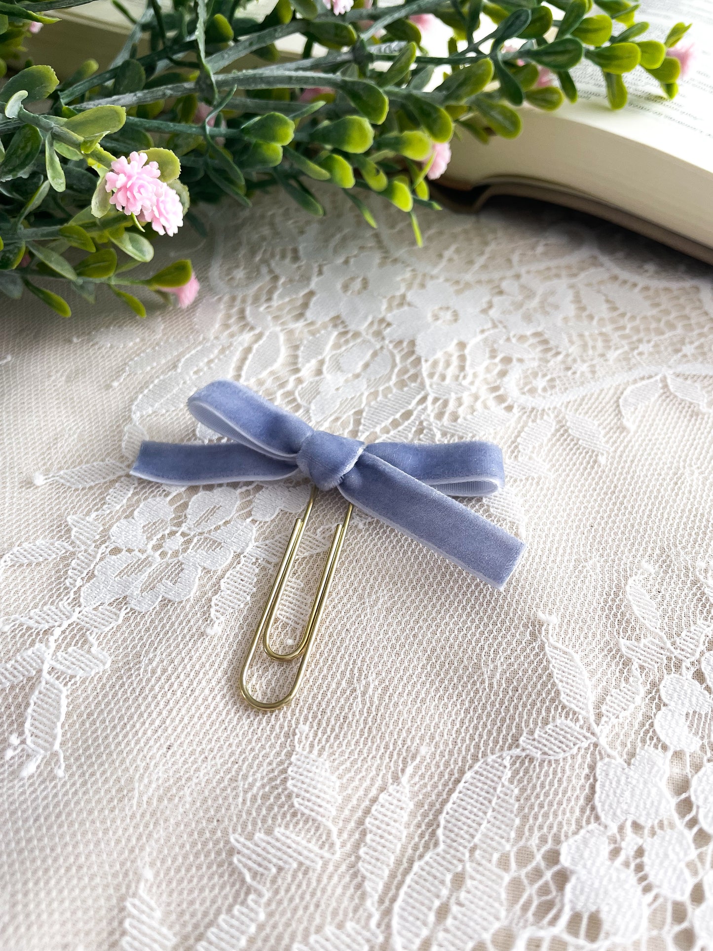 Periwinkle Blue- velvet ribbon bookmark