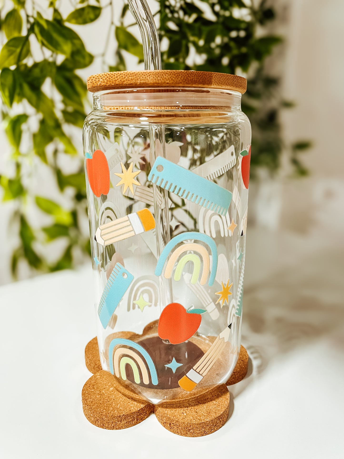 In the Classroom (blue)-16 oz glass tumbler