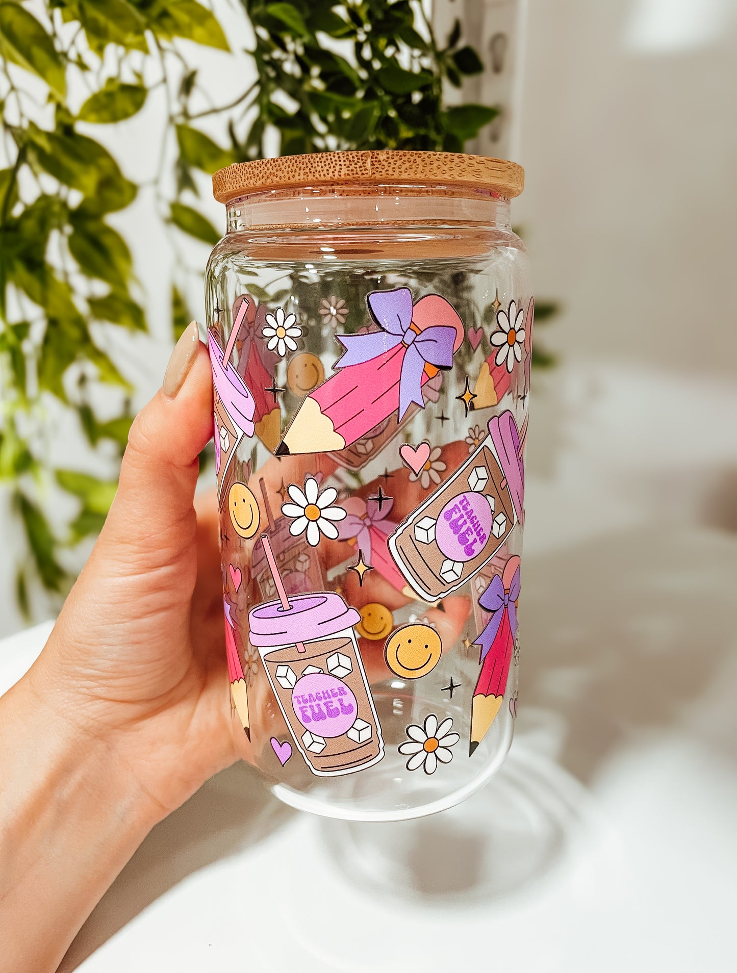 Teacher Fuel - 16 oz glass tumbler