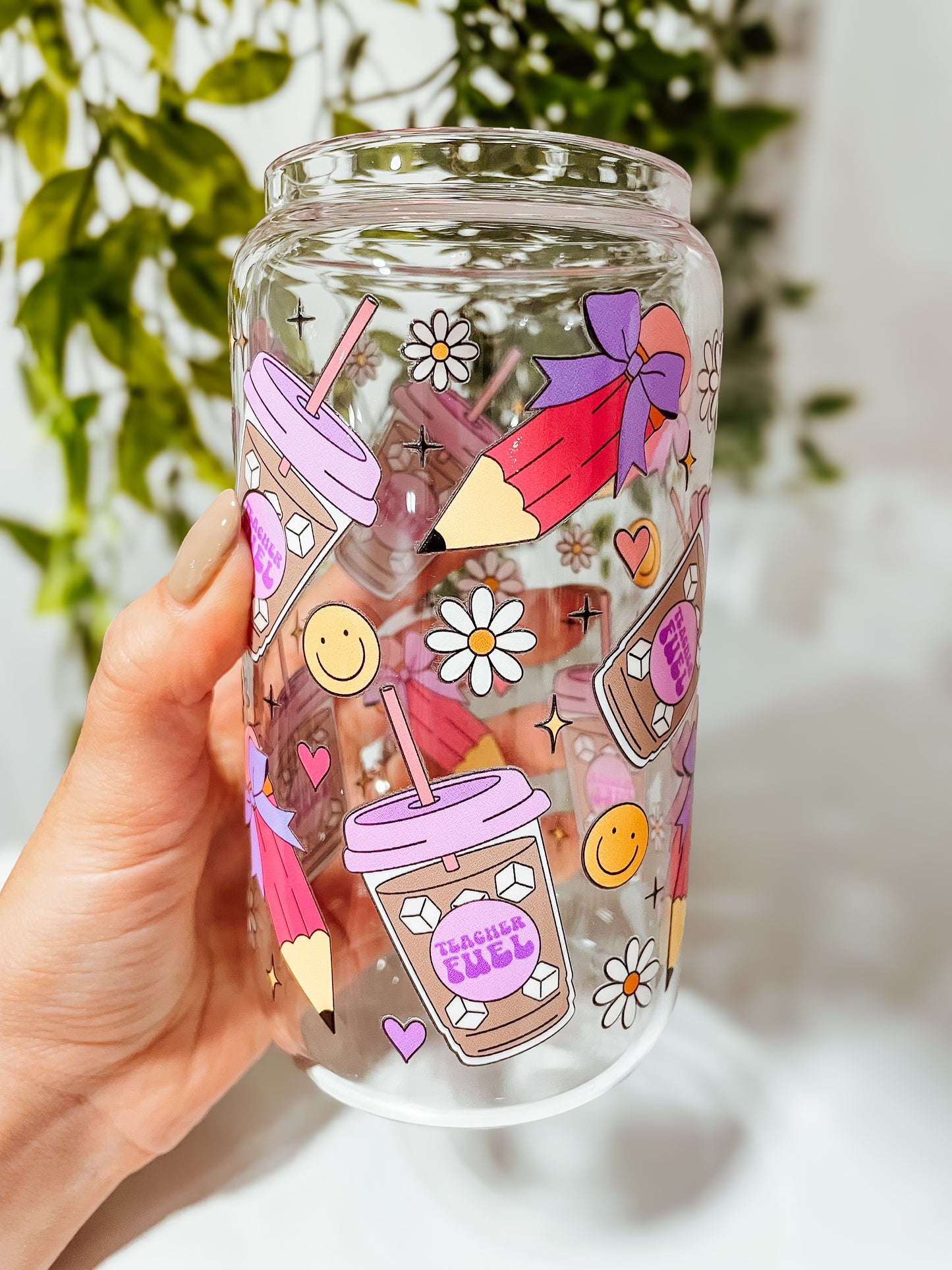 Teacher Fuel - 16 oz glass tumbler