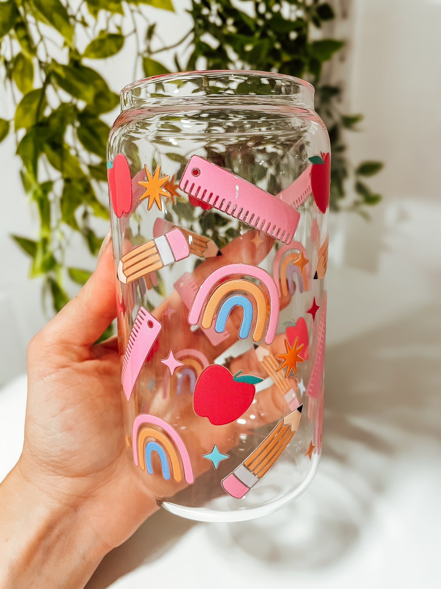 In the Classroom (pink) - 16 oz glass tumbler