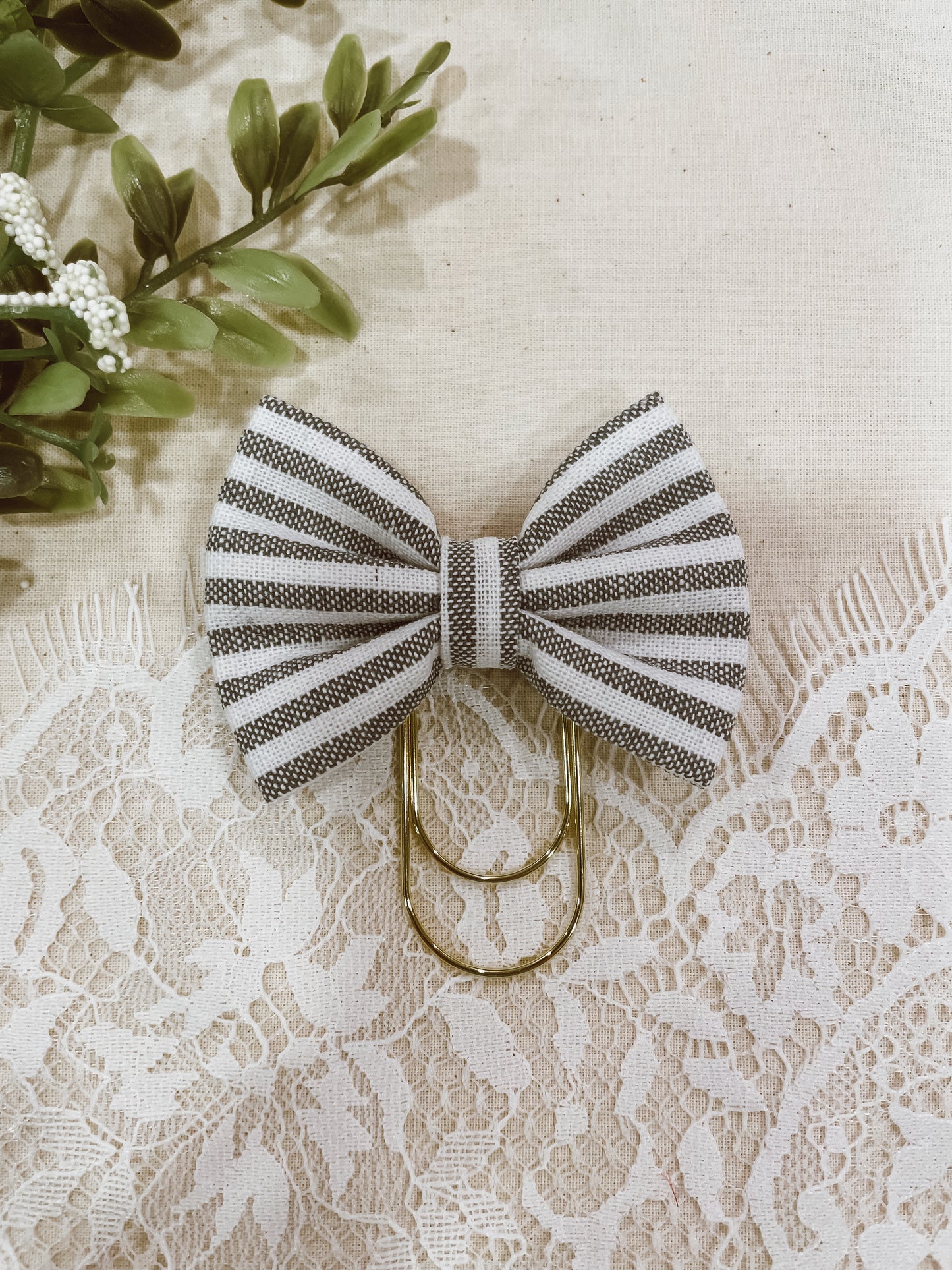 Navy Coastal Stripe- petite bow bookmark