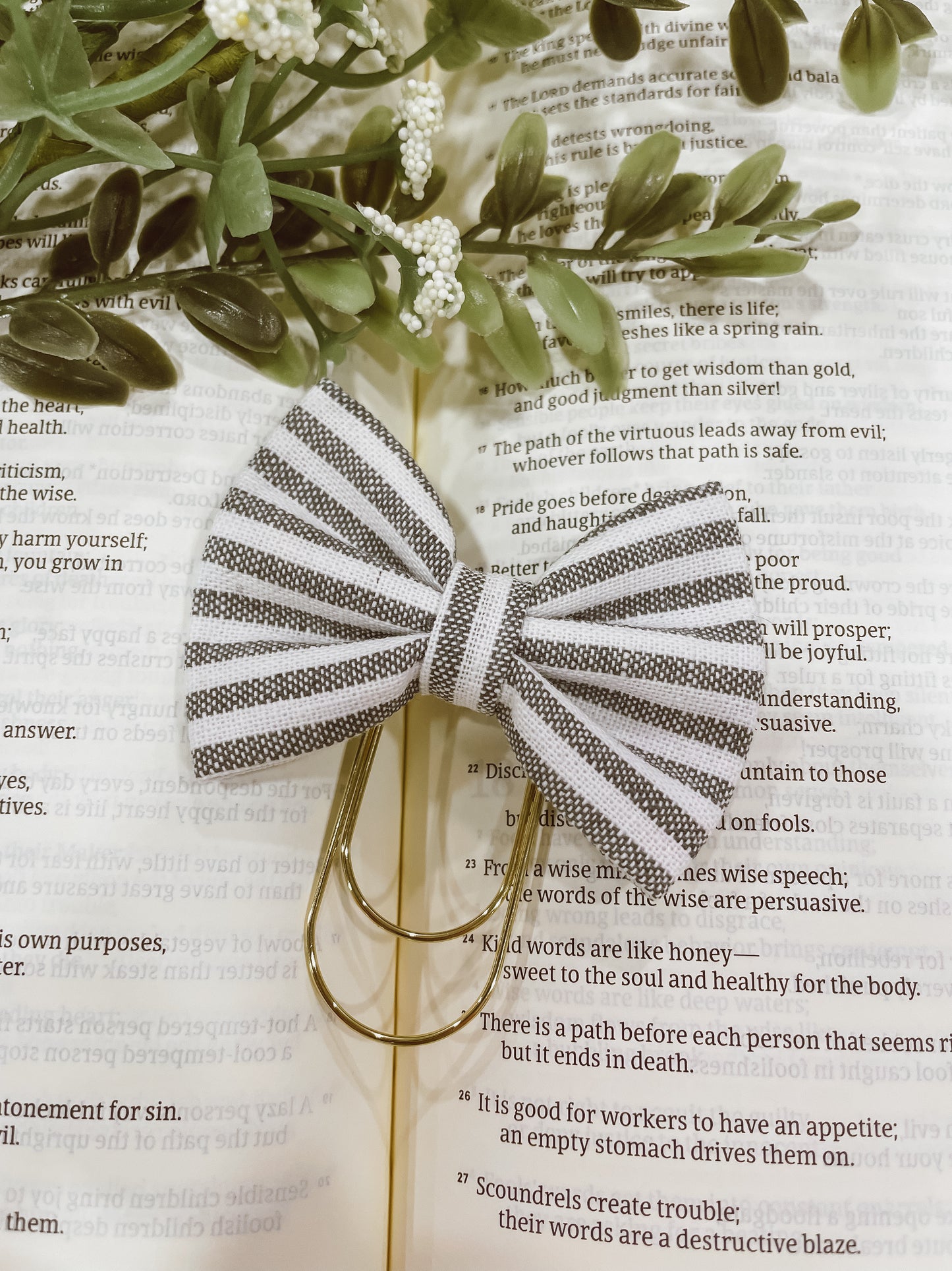 Navy Coastal Stripe- petite bow bookmark