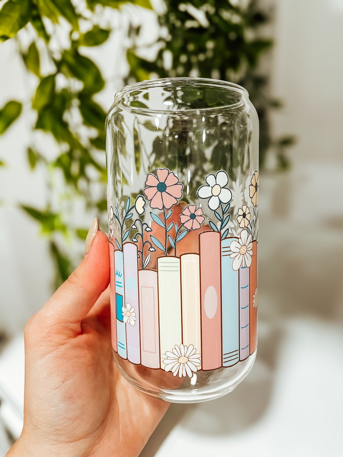 Bookish Floral - small glass tumbler
