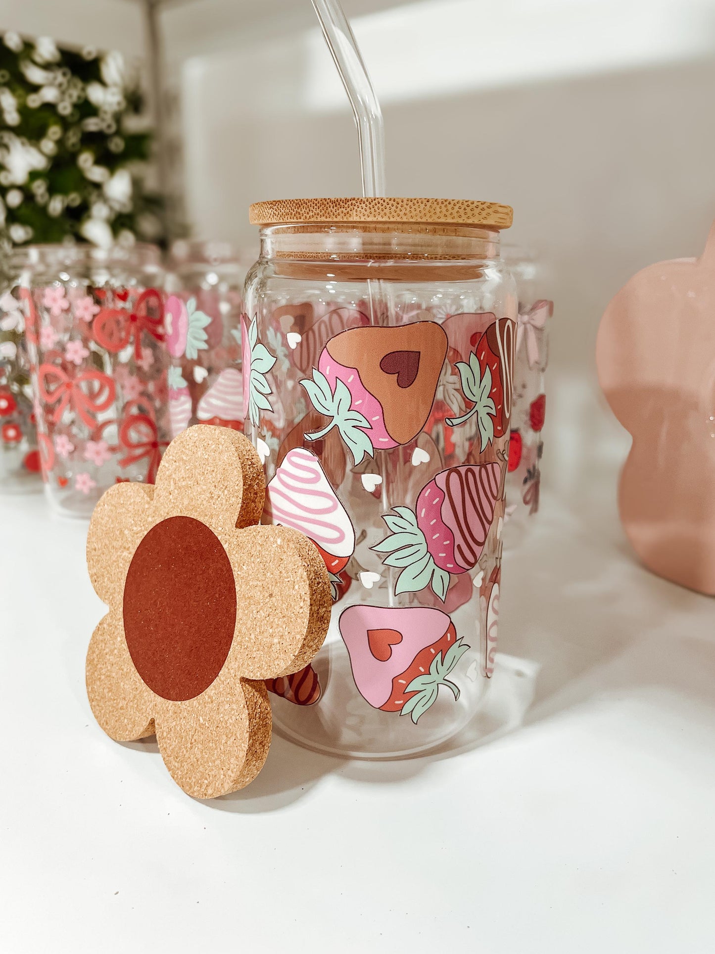 Chocolate Strawberries - 16oz glass tumbler