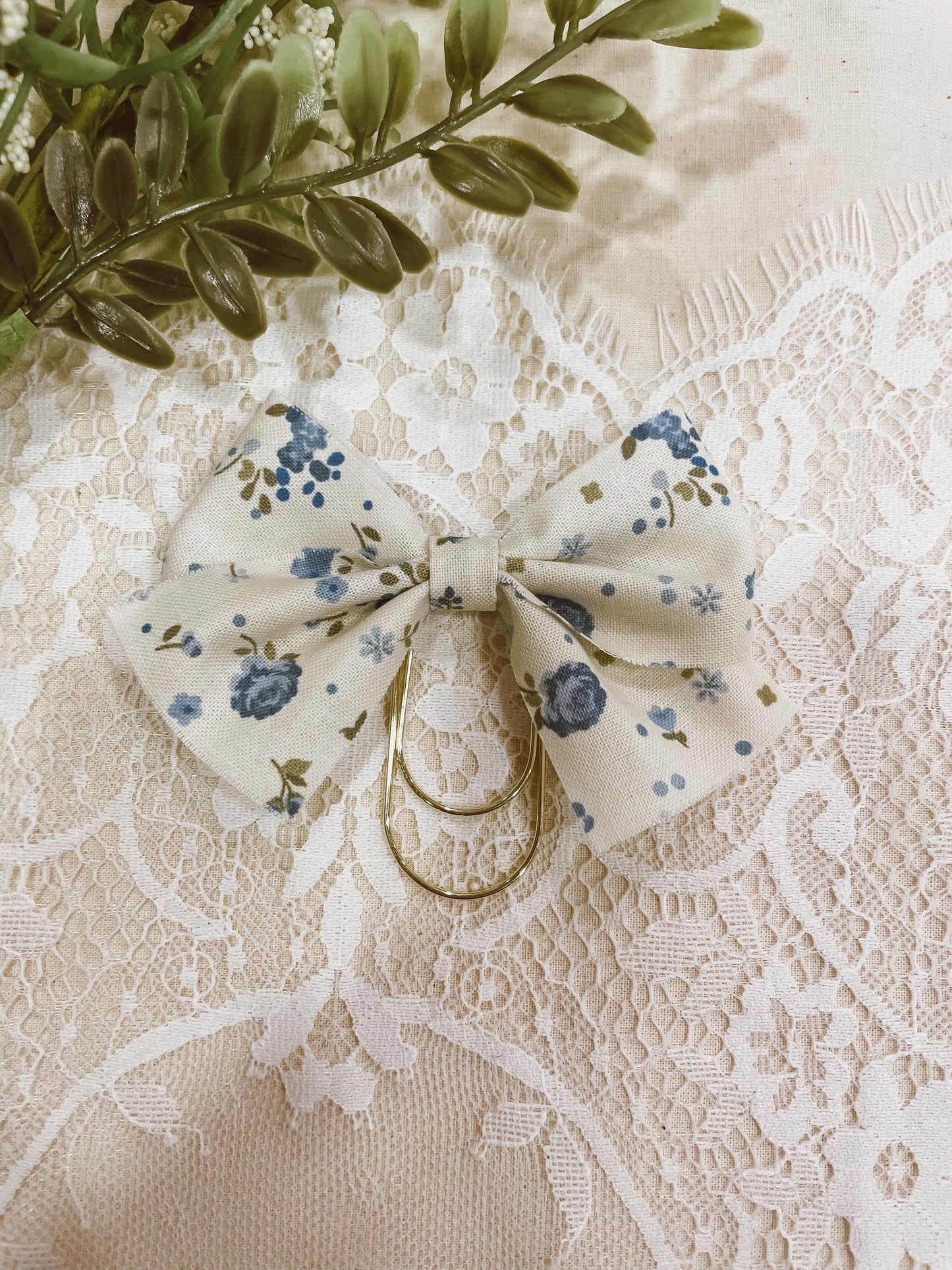 Soft blue rose - bow bookmark