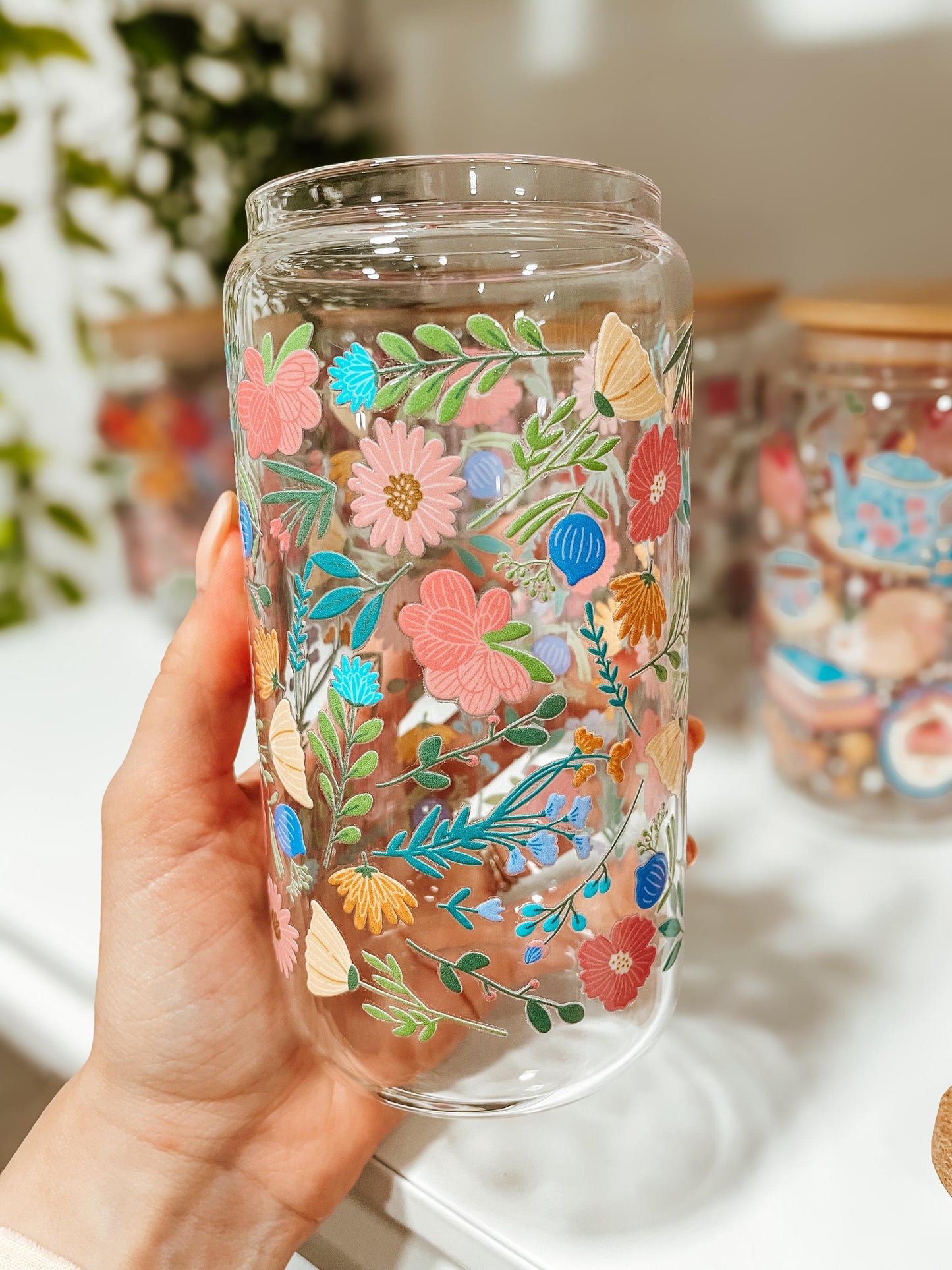 Summer Garden - 16oz glass tumbler