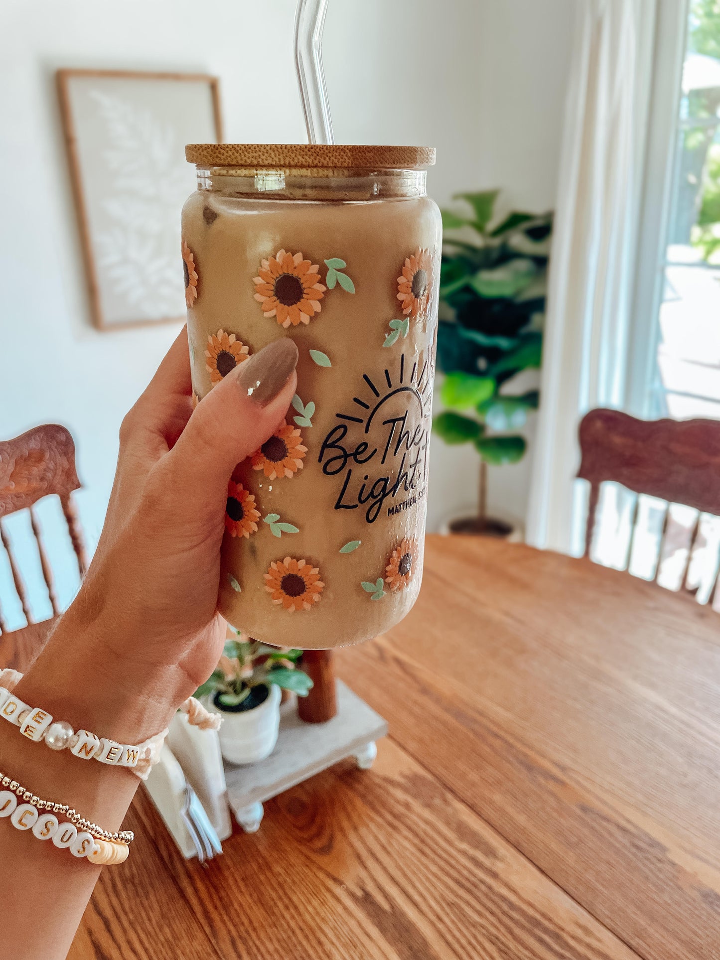 Sunflower ~ Matthew 5:14 - 16oz glass tumbler