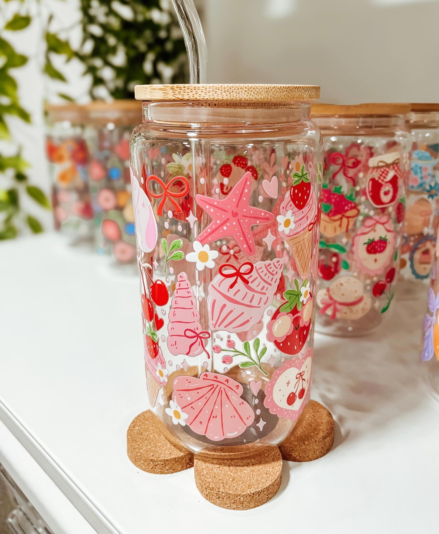Pink Beach - 16oz glass tumbler