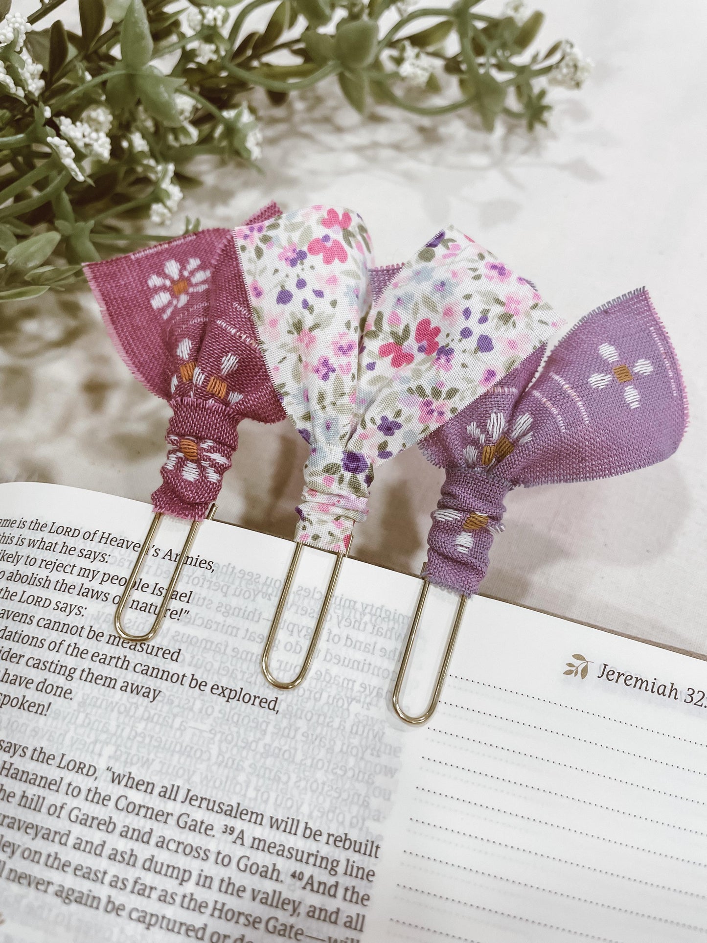 Violet florals ~ set of 3 page markers