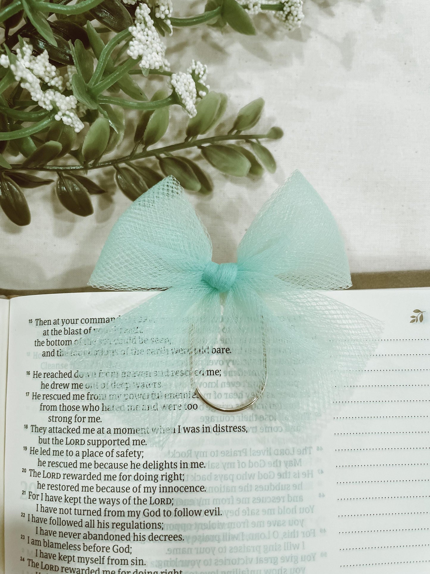 Mint Tulle - bow bookmark