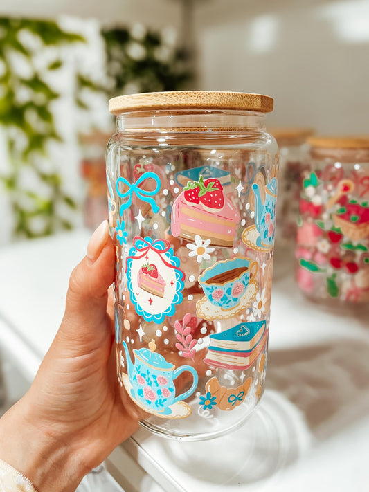 Coquette Tea Time - 16oz glass tumbler