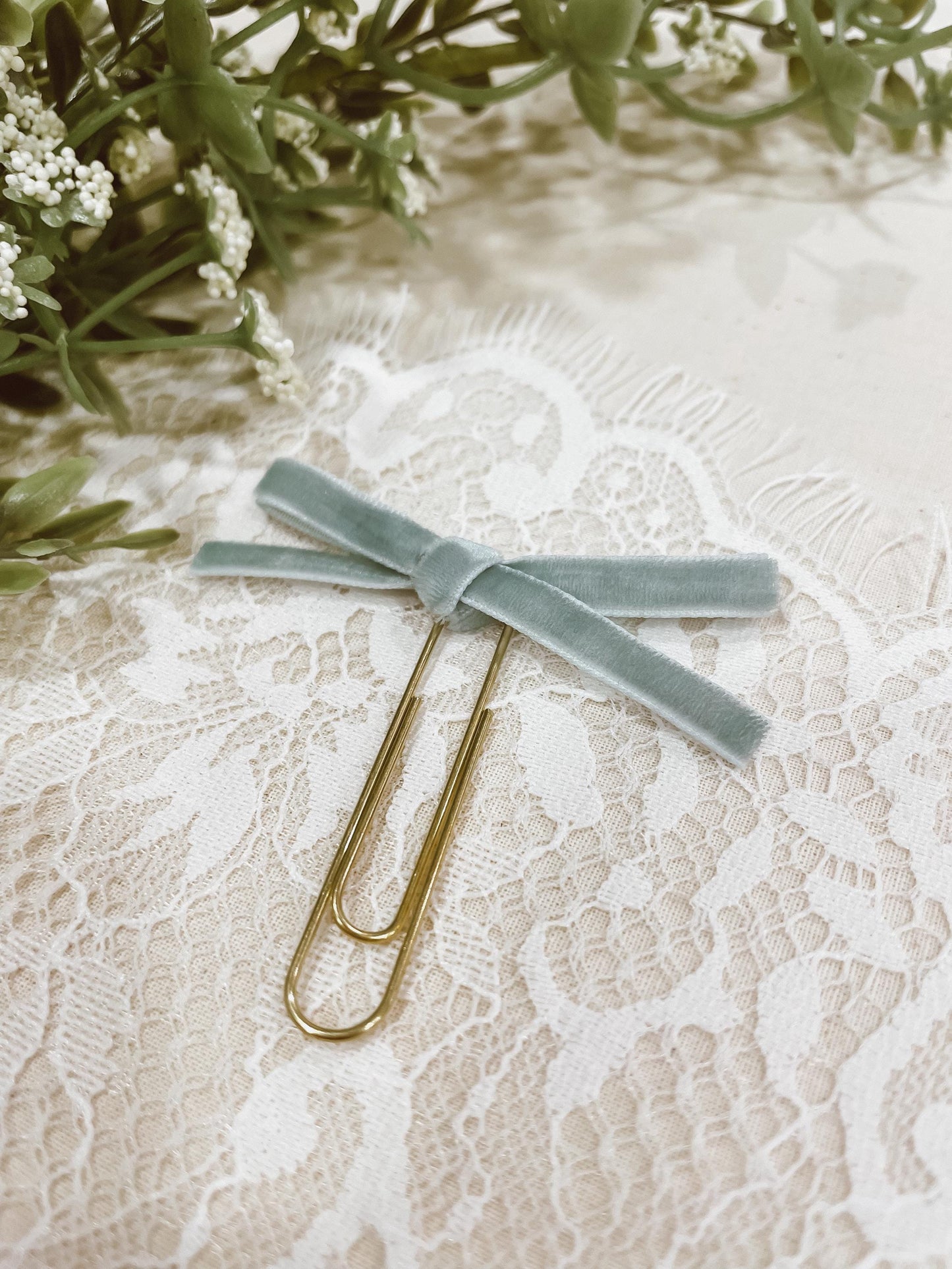 Seafoam ~ velvet mini bow bookmark