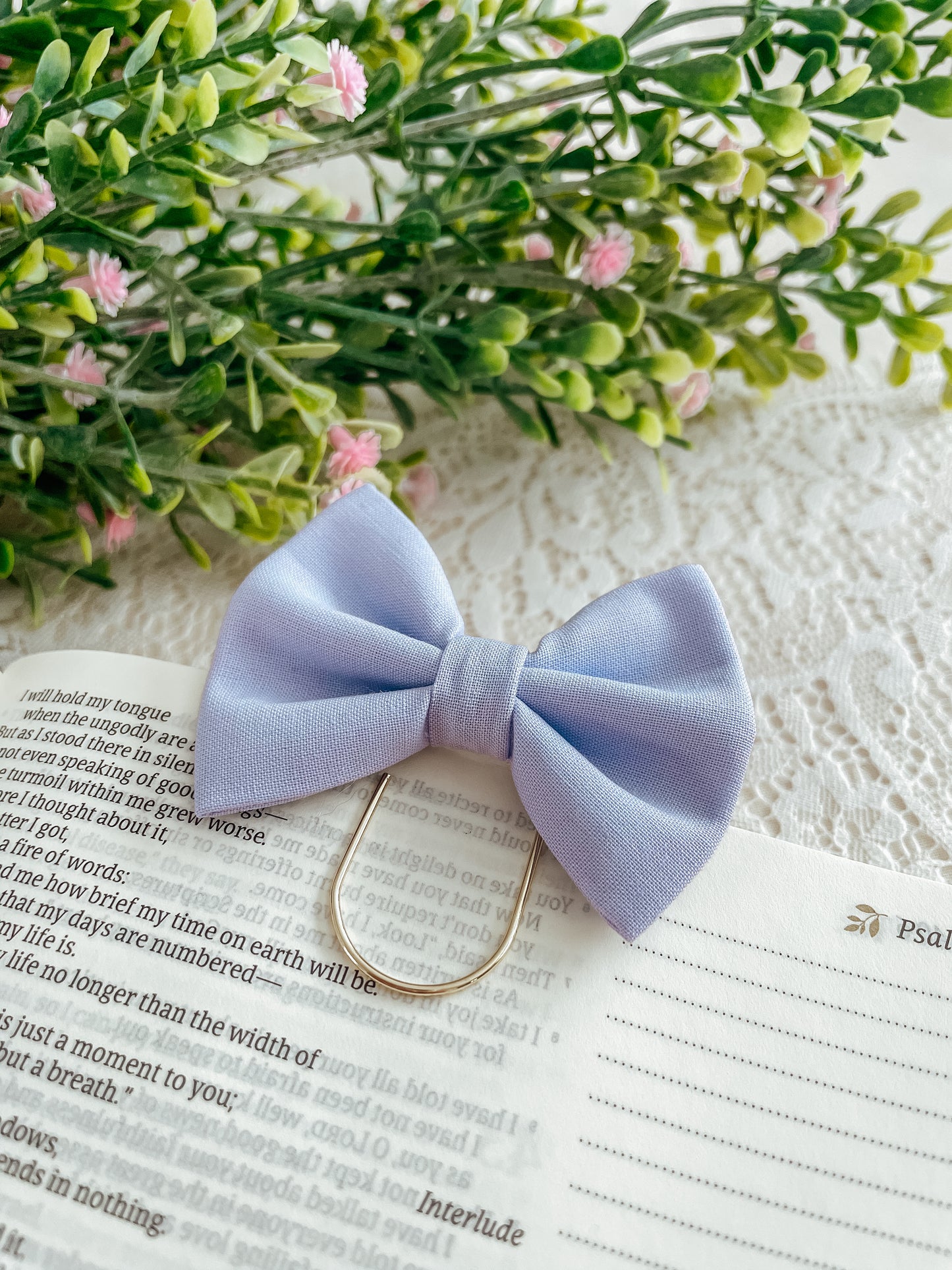Lilac - petite bow bookmark