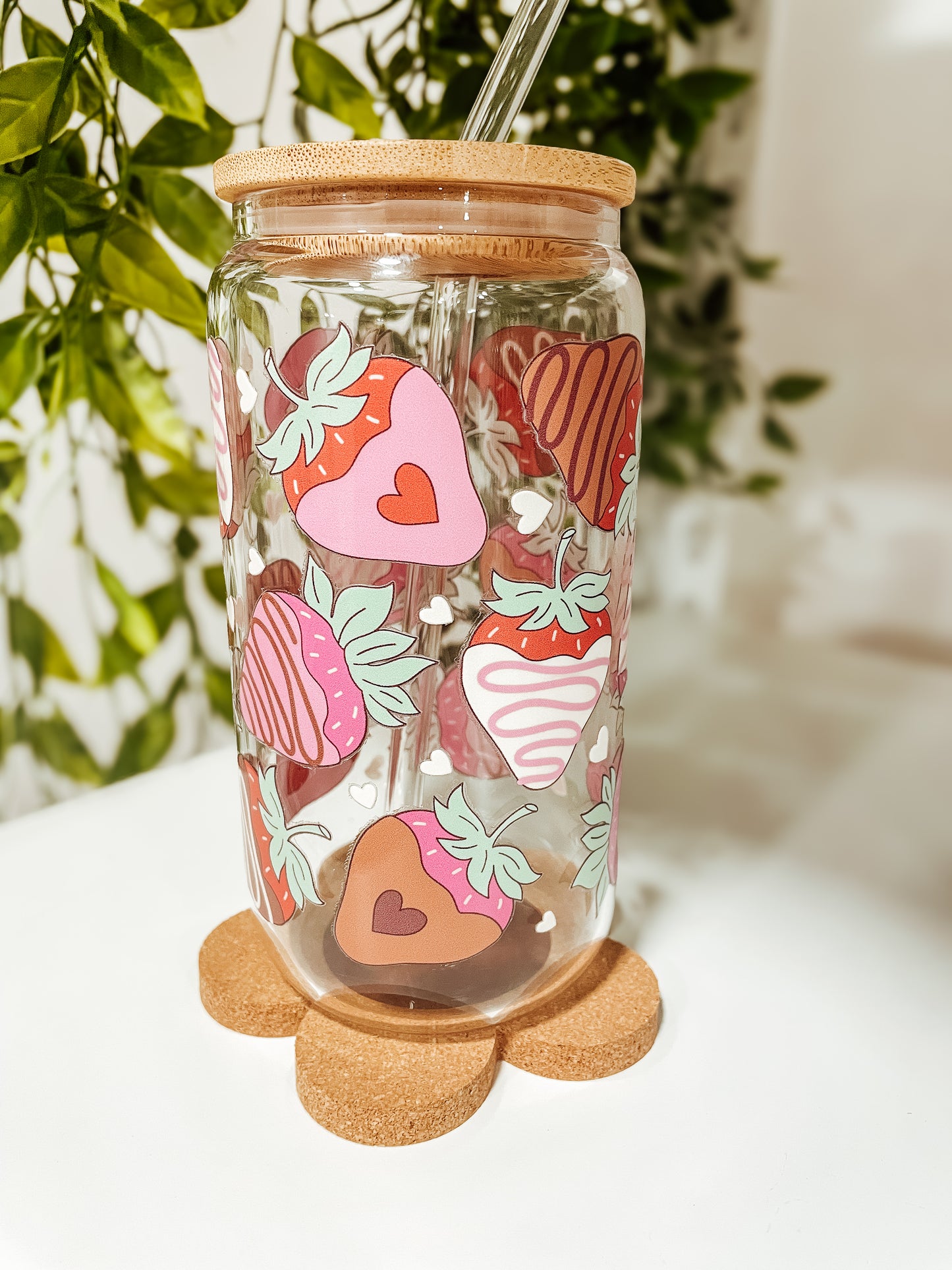 Chocolate Strawberries - 16oz glass tumbler