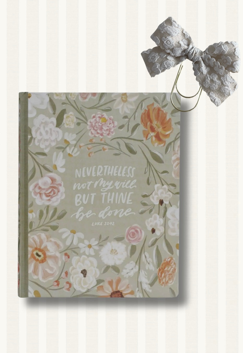 Sage Floral 'KJV' Notetaking Bible + Bow set (large print)