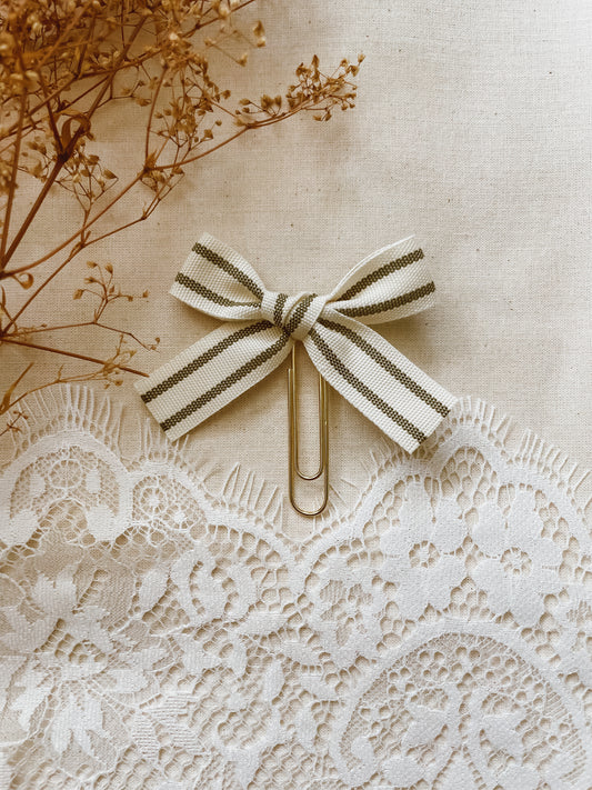 Olive Stripe-ribbon bookmark