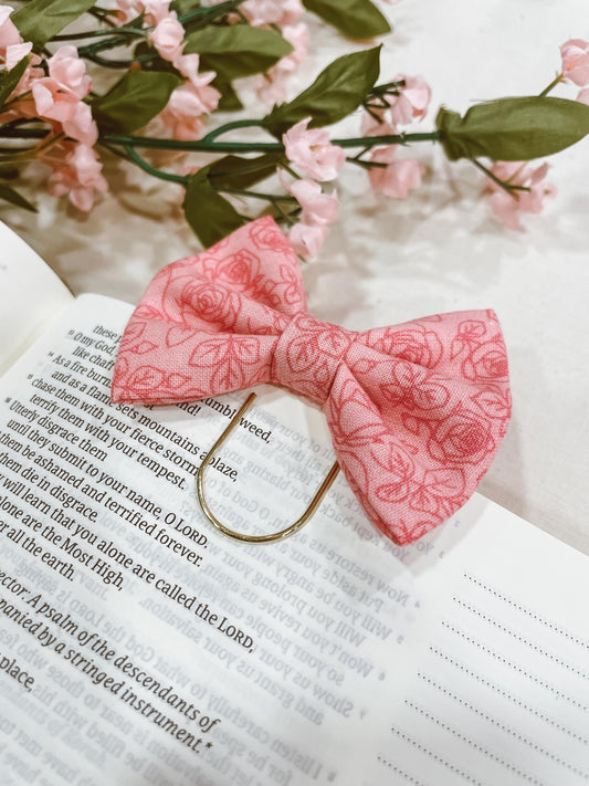 Delicate Rose - petite bow bookmark