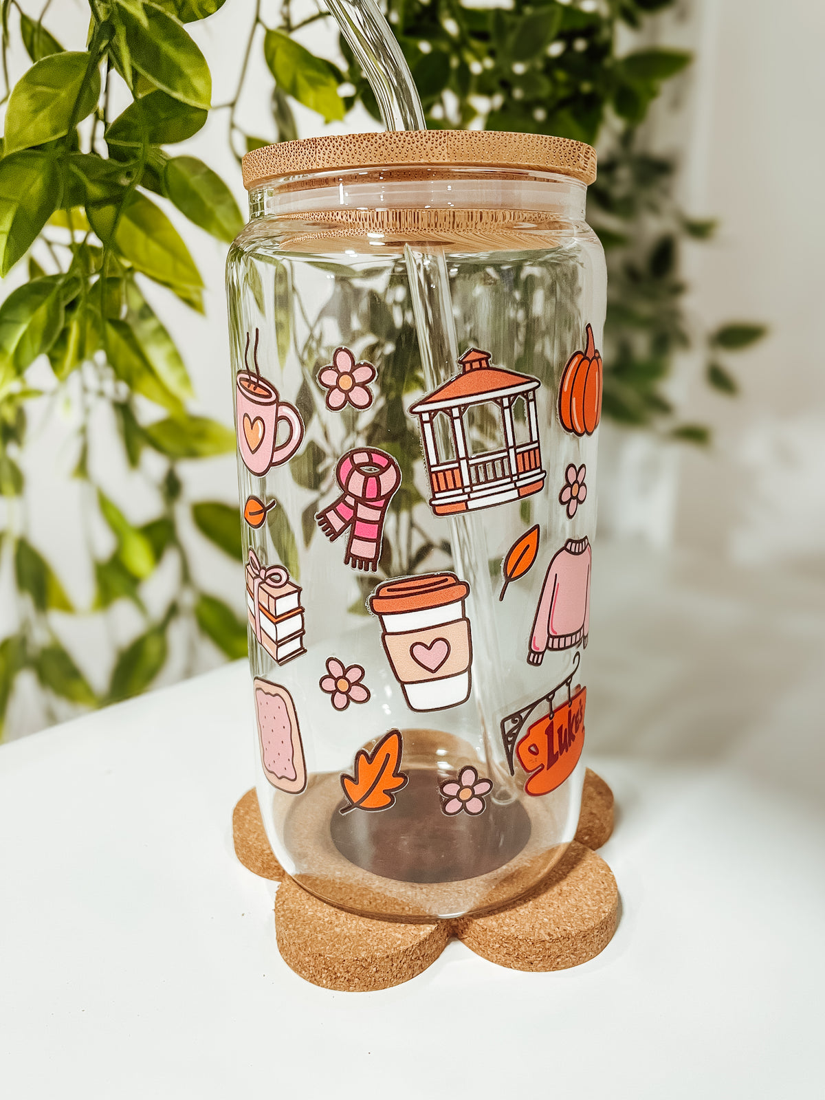 Blush Fall Gilmore - 16 oz glass tumbler