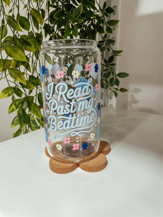 I Read Past My Bedtime- 16 oz glass tumbler