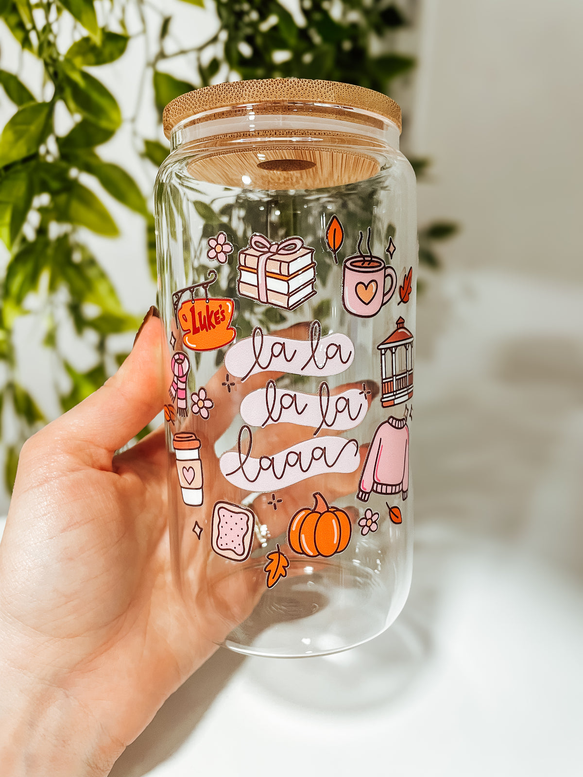 ‘La La’ pink Gilmore Girls- 16 oz tumbler