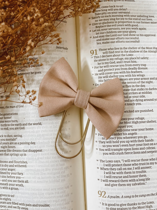 Oatmilk- petite bow bookmark