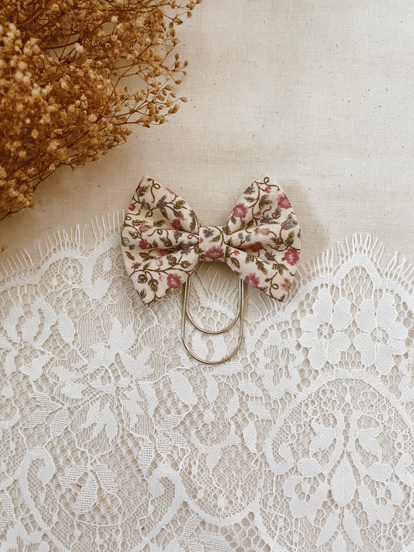 Mauve Rose-petite bow bookmark