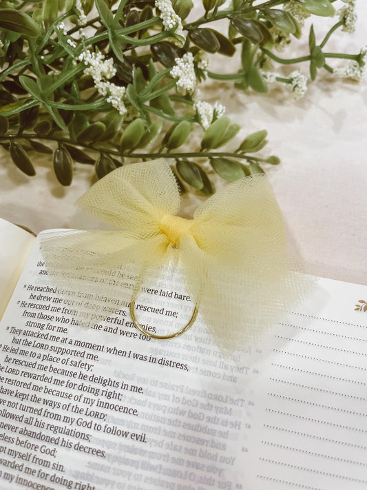Lemon yellow tulle - bow bookmark