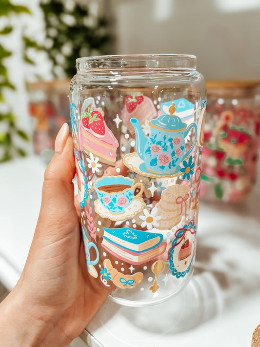 Coquette Tea Time - 16oz glass tumbler