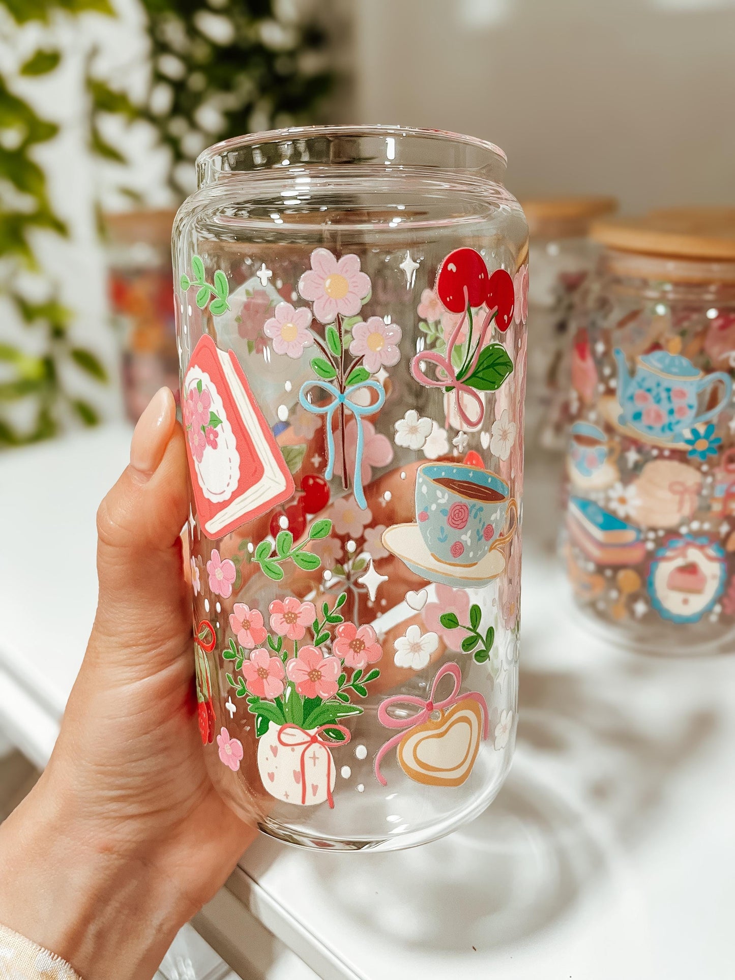 Sweet Cherry bookish - 16oz glass tumbler