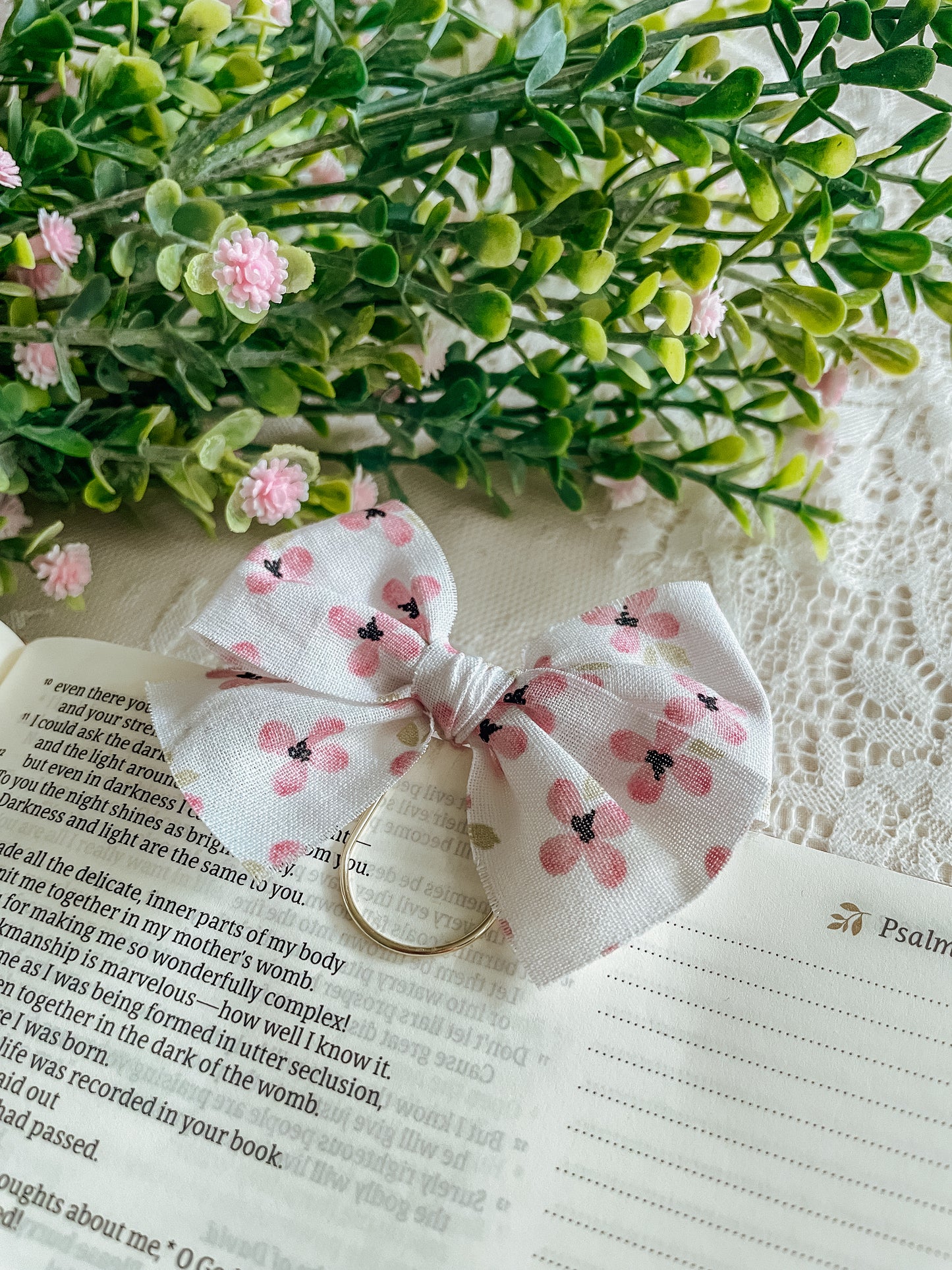 Sweet Cherry Blossom- bow bookmark