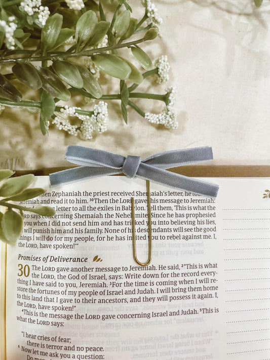 French Blue ~ velvet mini bow bookmark