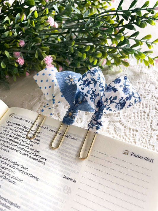 French Blue florals ~ set of 3 page markers