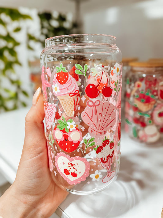 Pink Beach - 16oz glass tumbler